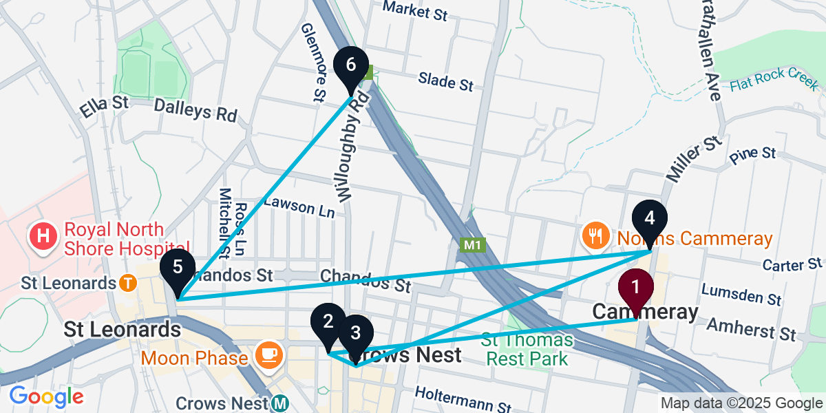 Map for 6-Stop Cammeray Wine bar Bar Crawl