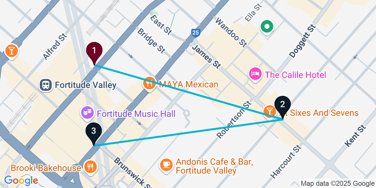 Map for Short Fortitude Valley Pub Crawl