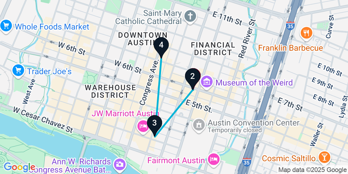 Map for 4-Stop Austin Pub Bar Crawl