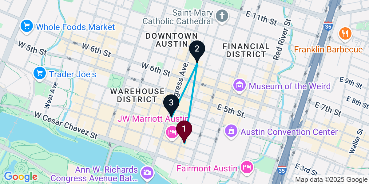 Map for 3-Stop Austin Wine bar Bar Crawl