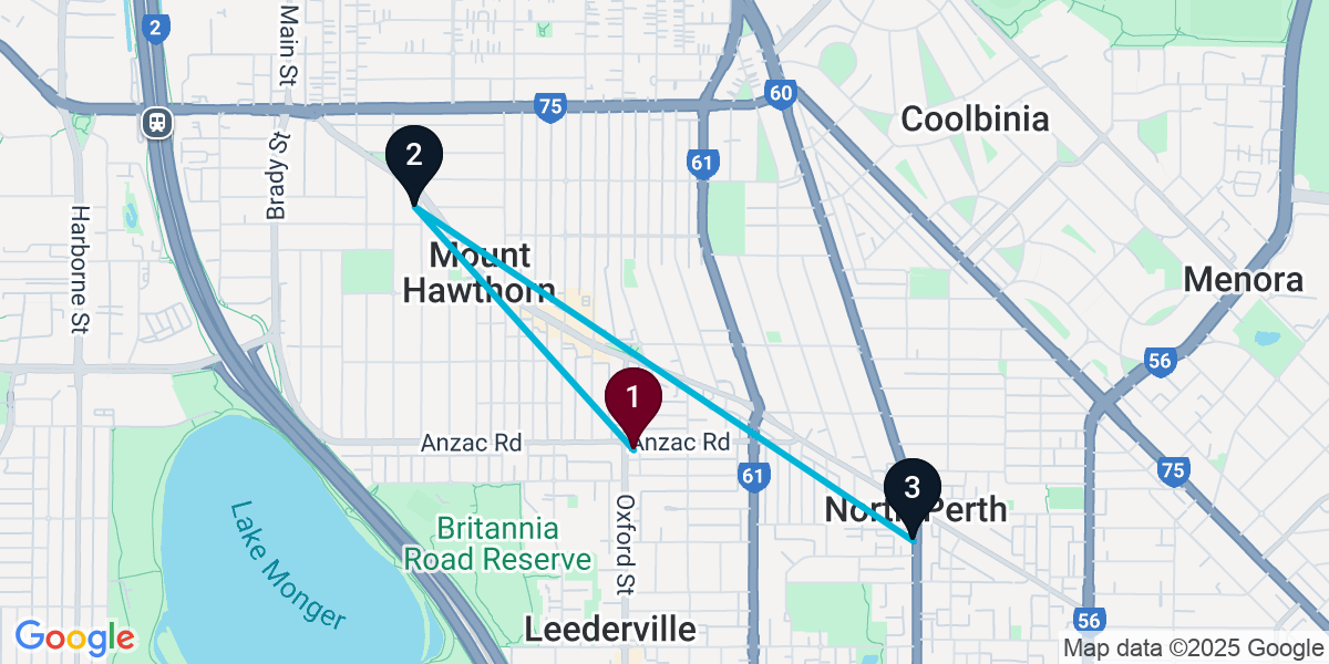 Map for 3-Stop Leederville Nightclub Bar Crawl
