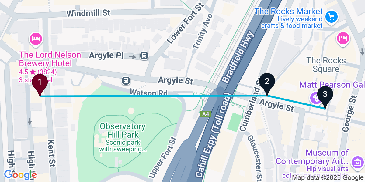 Map for Restaurant Crawl from Captain Cook Hotel (3 Stops)