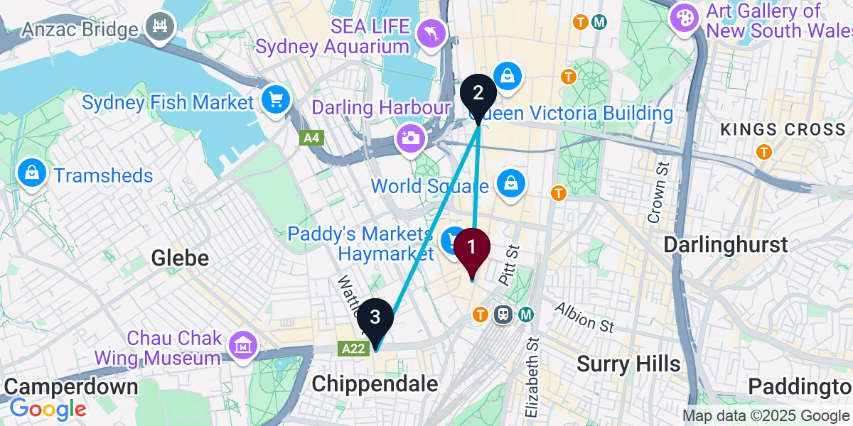 Map for 3-Stop Haymarket Pub Bar Crawl