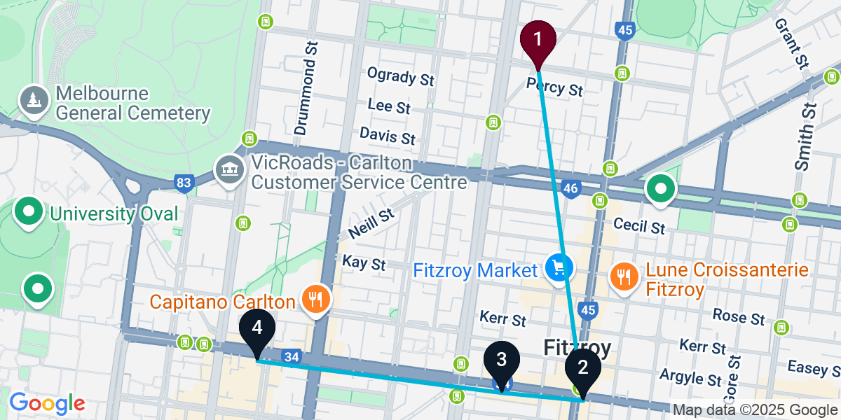 Map for Fitzroy Bar Crawl