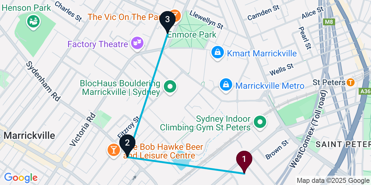 Map for 3-Stop Saint Peters Brewery Bar Crawl