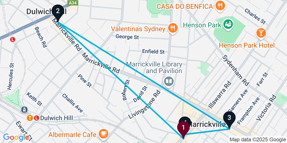 Map for 4-Stop Marrickville Wine bar Bar Crawl