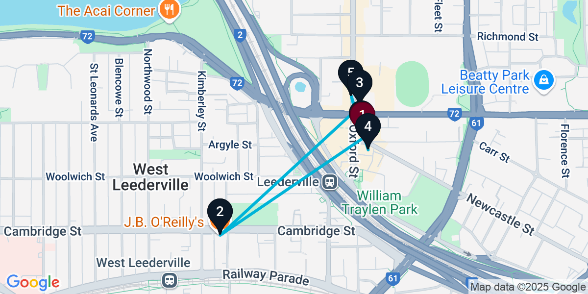 Map for 6-Stop Leederville Live music Bar Crawl