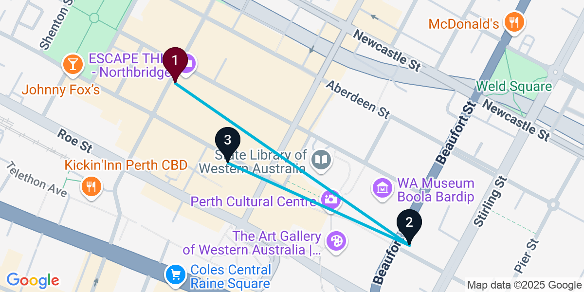 Map for 3-Stop Northbridge Nightclub Bar Crawl