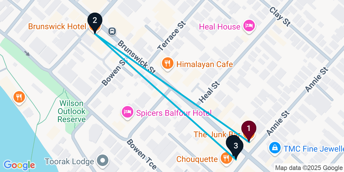 Map for New Farm Bar Crawl