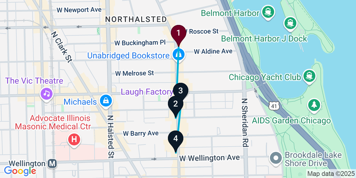 Map for Signature Lake View East Cocktail Bar Crawl