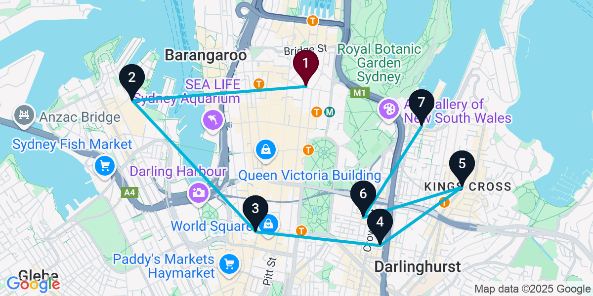 Map for 7-Stop Sydney Sports bar Bar Crawl