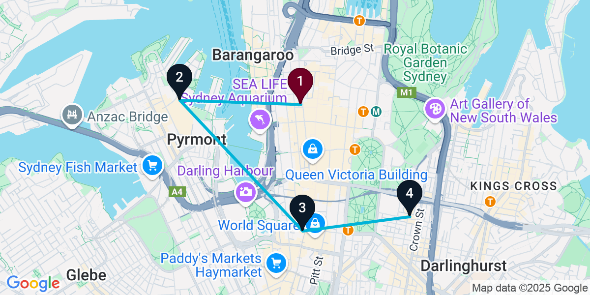Map for 4-Stop Sydney Sports bar Bar Crawl