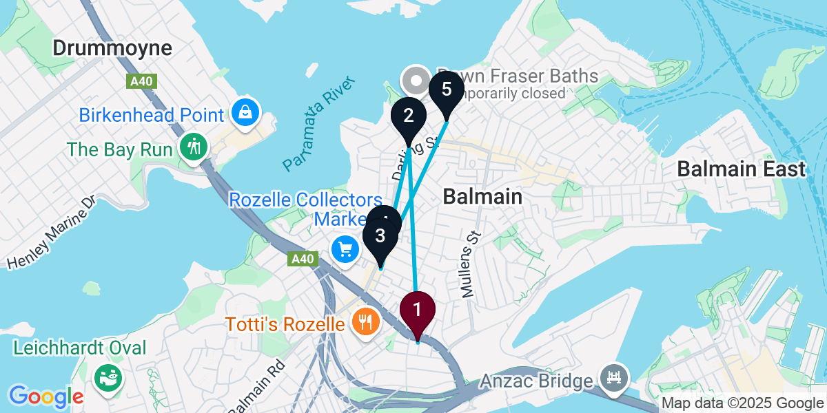 Map for 5-Stop Rozelle Wine bar Bar Crawl