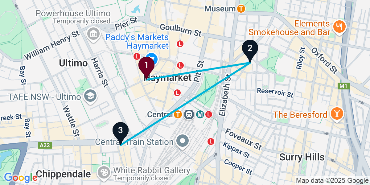 Map for 3-Stop Haymarket Bar Crawl