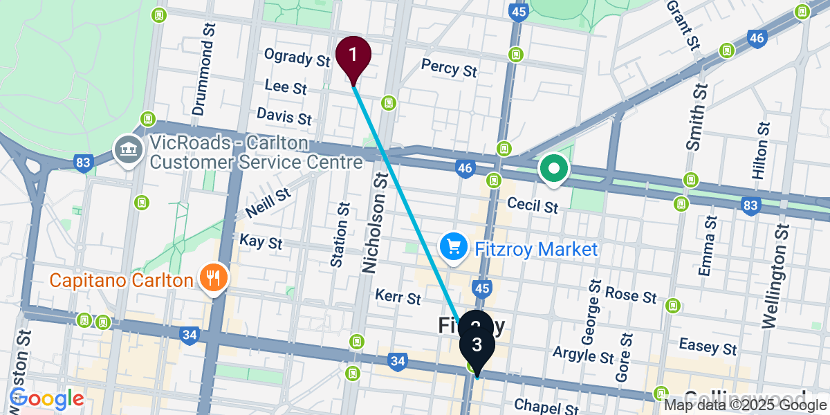 Map for Fitzroy Cocktail Bar Crawl