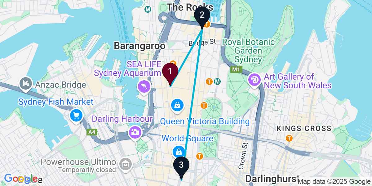 Map for 3-Stop Sydney Live music Bar Crawl