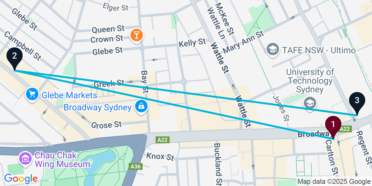 Map for 3-Stop Chippendale Live music Bar Crawl