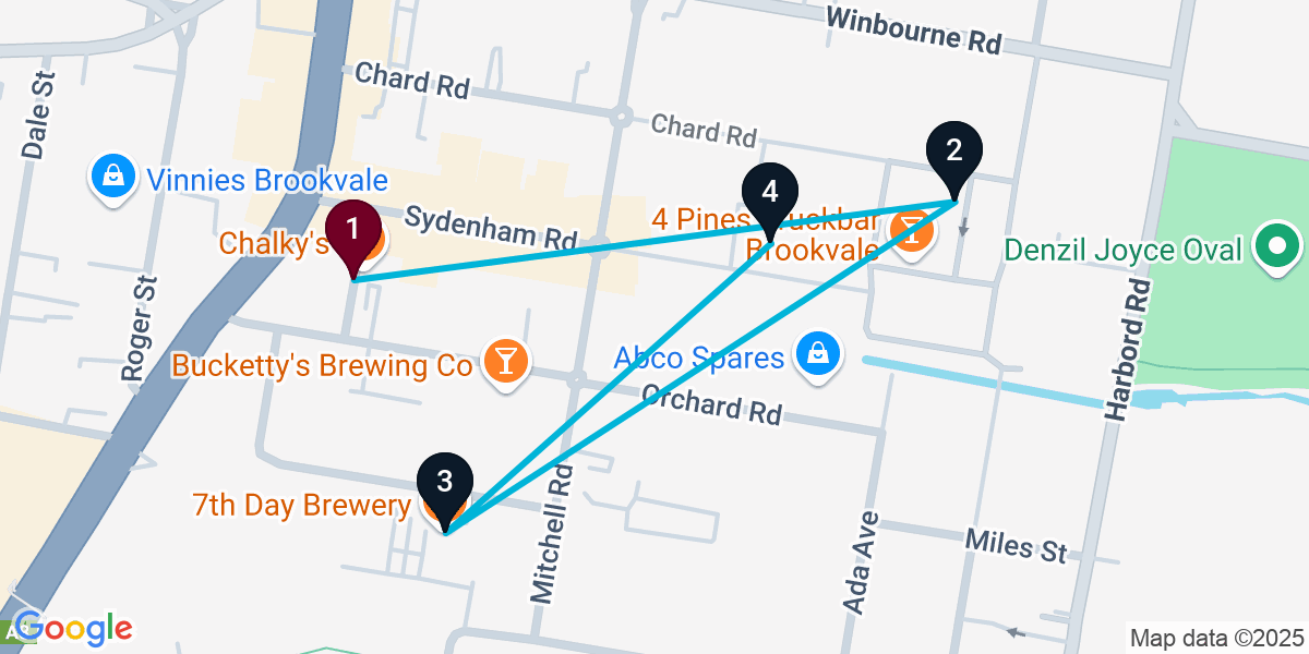 Map for Signature Brookvale Bar Crawl