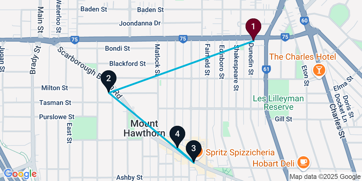 Map for 4-Stop Mount Hawthorn Wine bar Bar Crawl