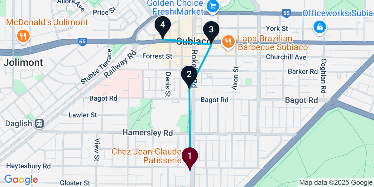 Map for 4-Stop Subiaco Wine bar Bar Crawl