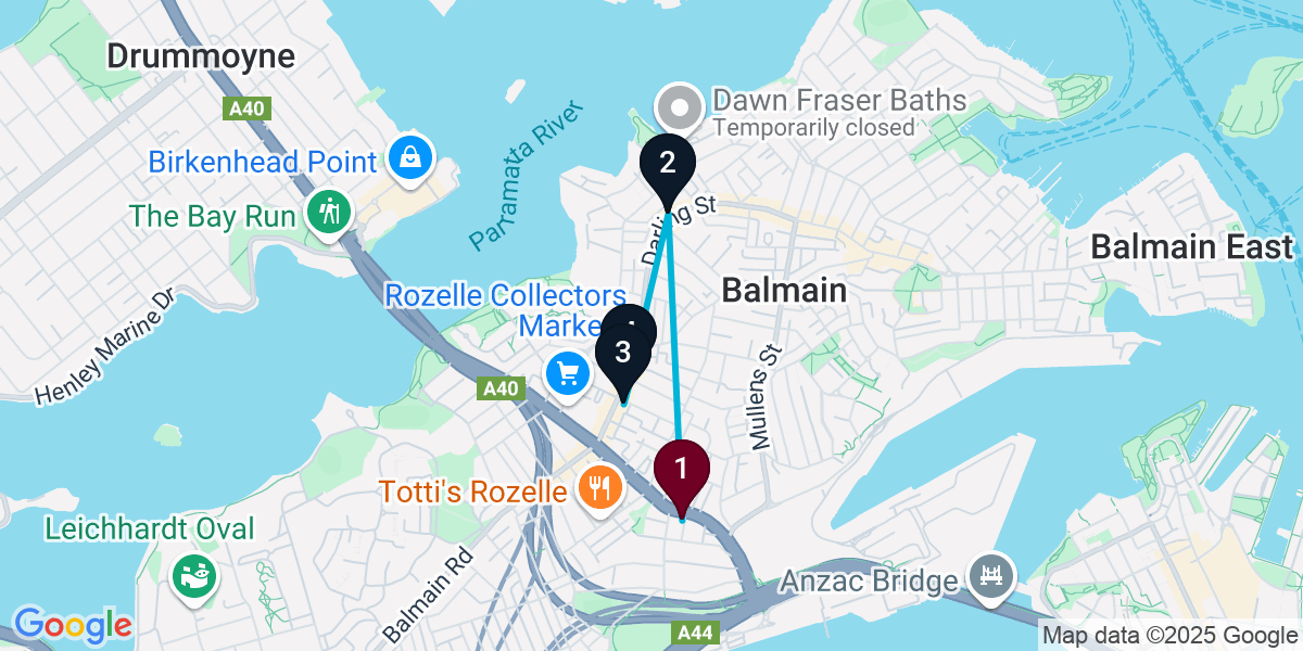 Map for 4-Stop Rozelle Wine bar Bar Crawl