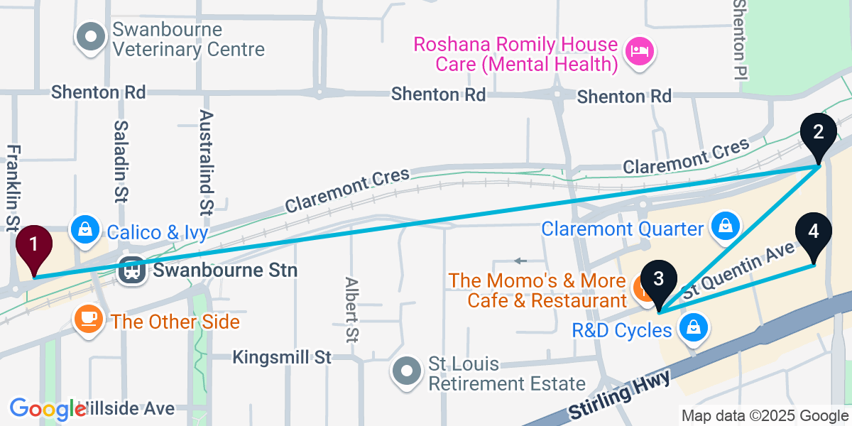 Map for Claremont Bar Crawl