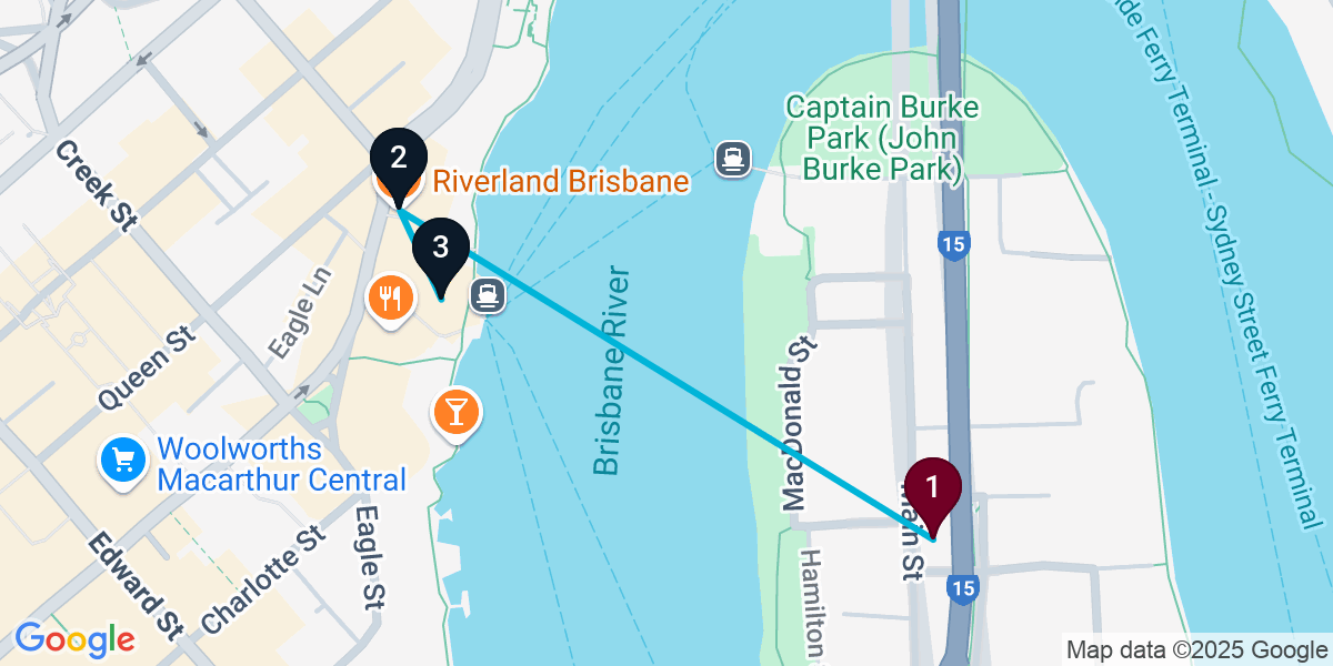 Map for Brisbane City Bar Crawl