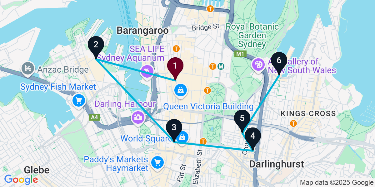 Map for 6-Stop Sydney Sports bar Bar Crawl