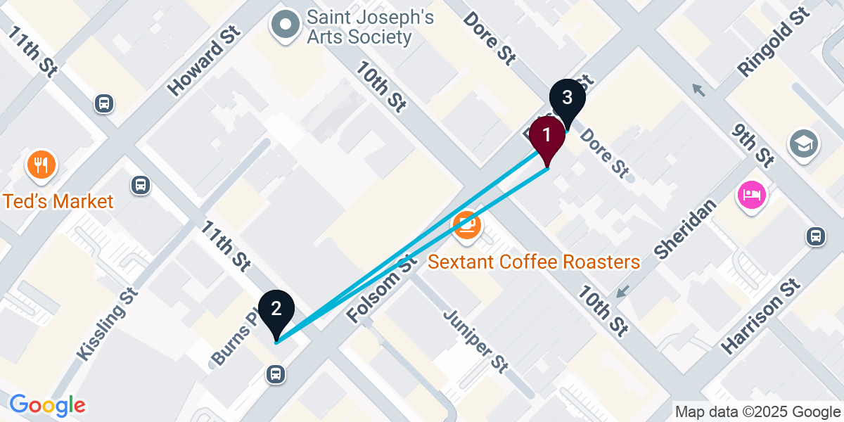 Map for 3-Stop San Francisco Bar Crawl