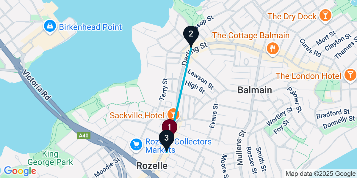 Map for 3-Stop Rozelle Wine bar Bar Crawl