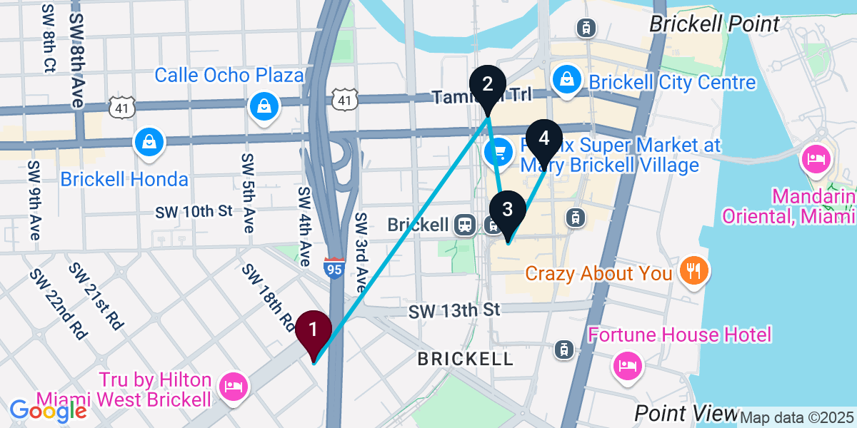 Map for Signature Coral Way Cocktail Bar Crawl