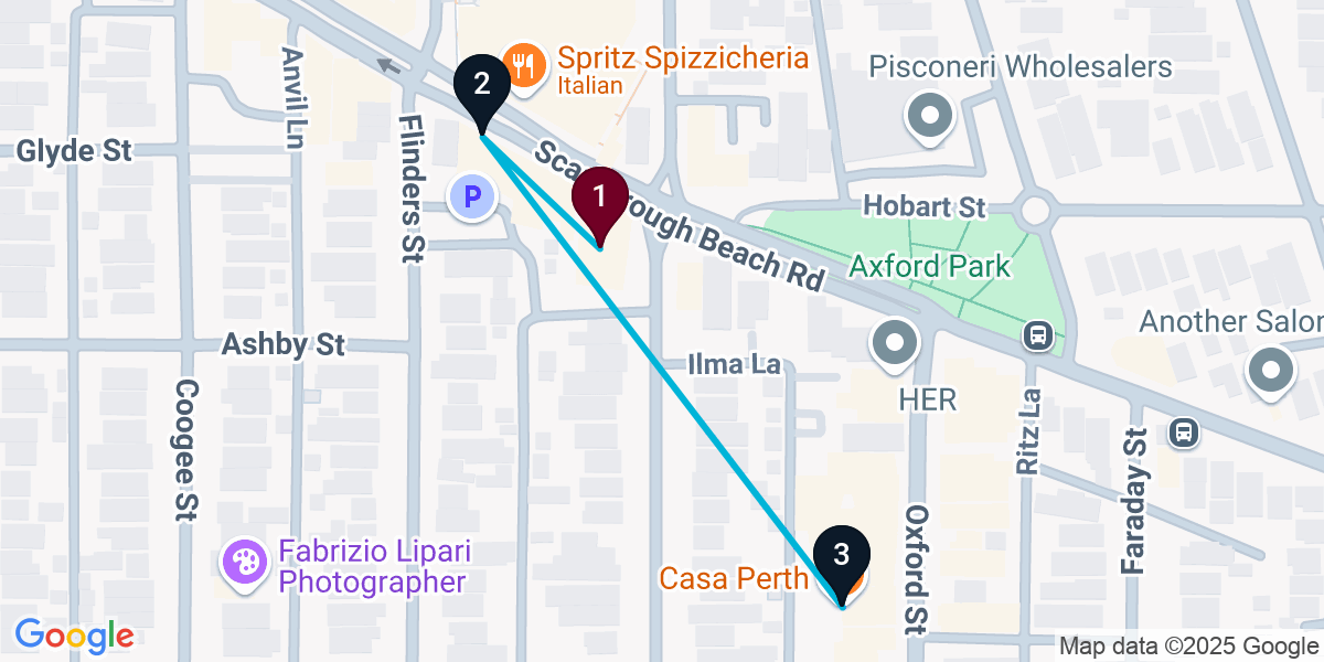 Map for 3-Stop Mount Hawthorn Bar Crawl