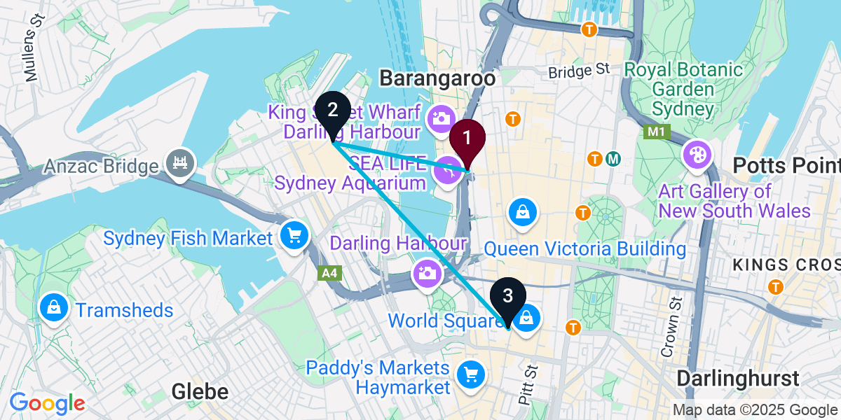 Map for 3-Stop Sydney Sports bar Bar Crawl