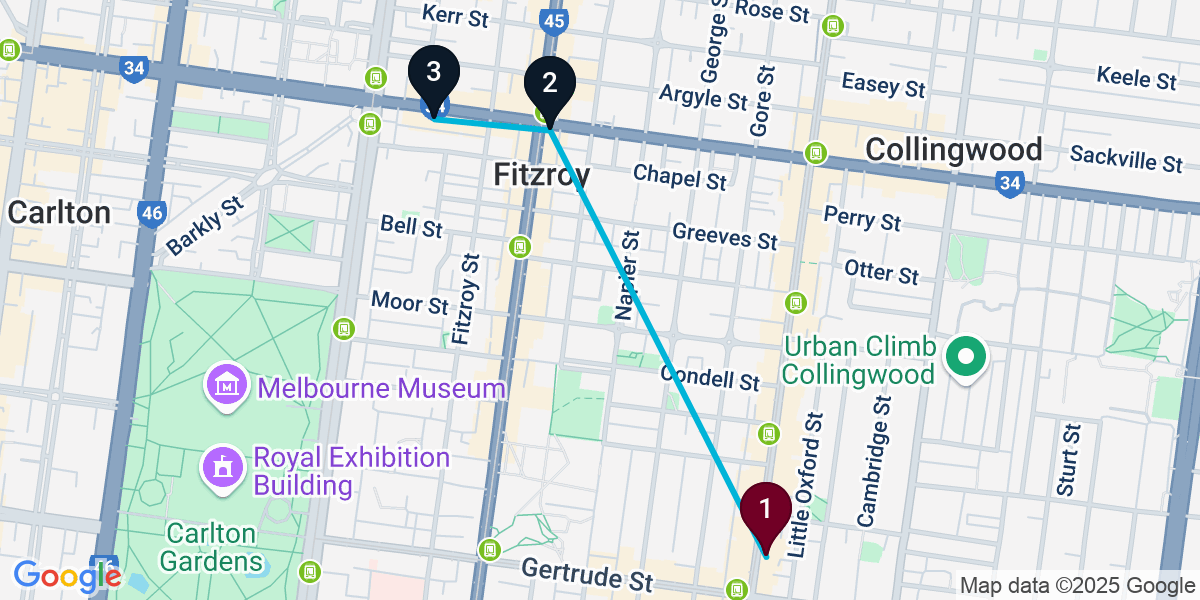 Map for Fitzroy Bar Crawl