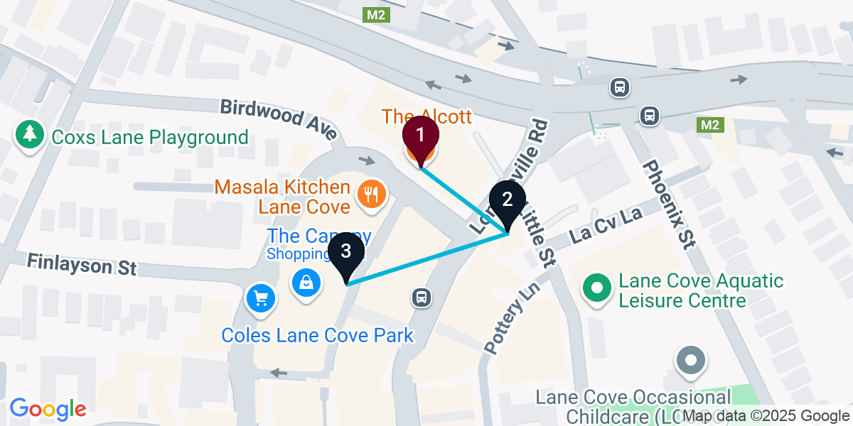 Map for 3-Stop Lane Cove Cocktail Bar Crawl
