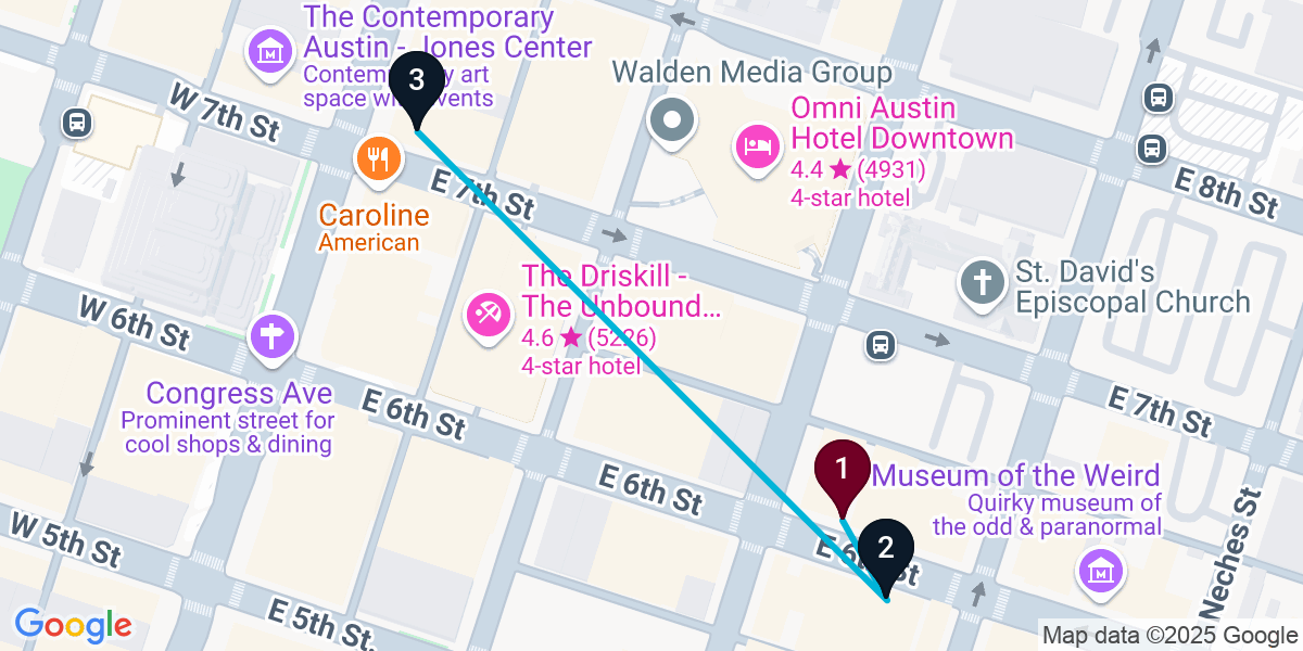 Map for 3-Stop Austin Pub Bar Crawl