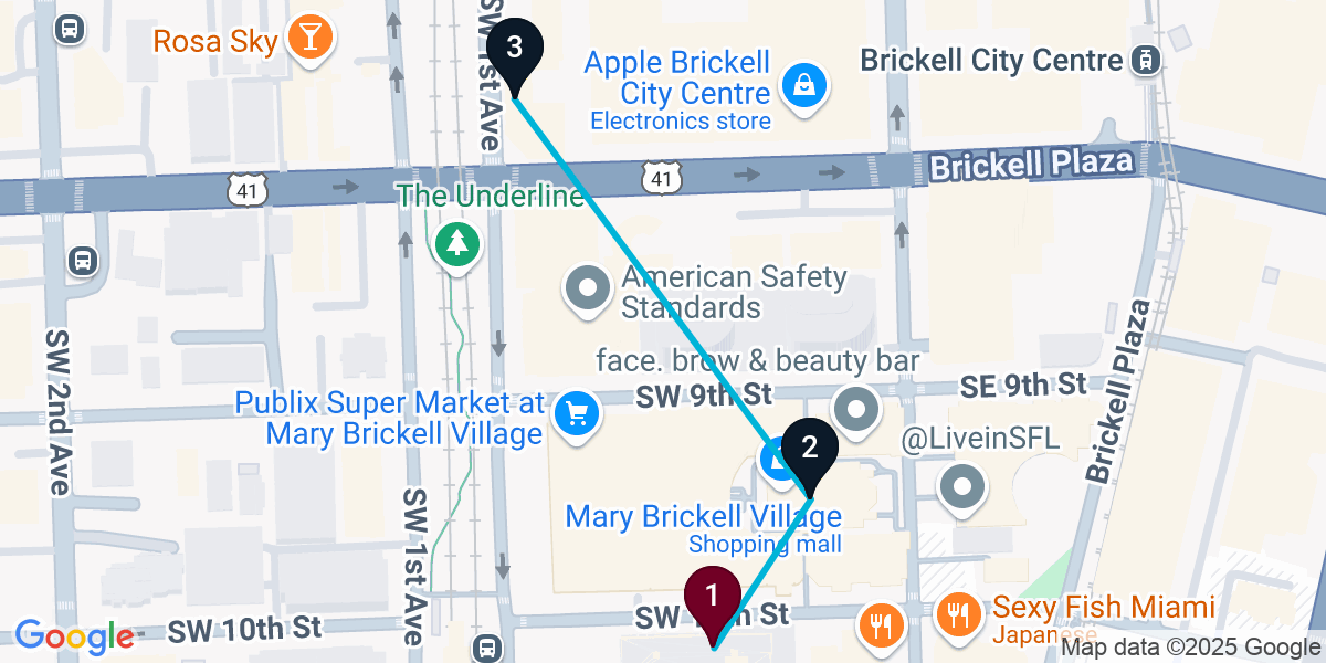 Map for Quick Brickell Bar Crawl