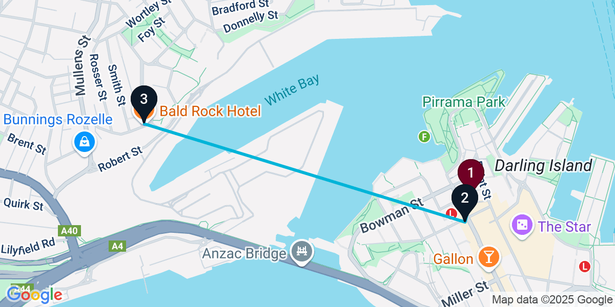 Map for 3-Stop Pyrmont Pub Bar Crawl