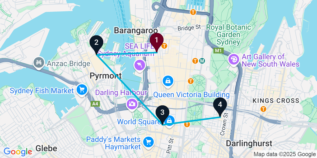 Map for 4-Stop Sydney Sports bar Bar Crawl