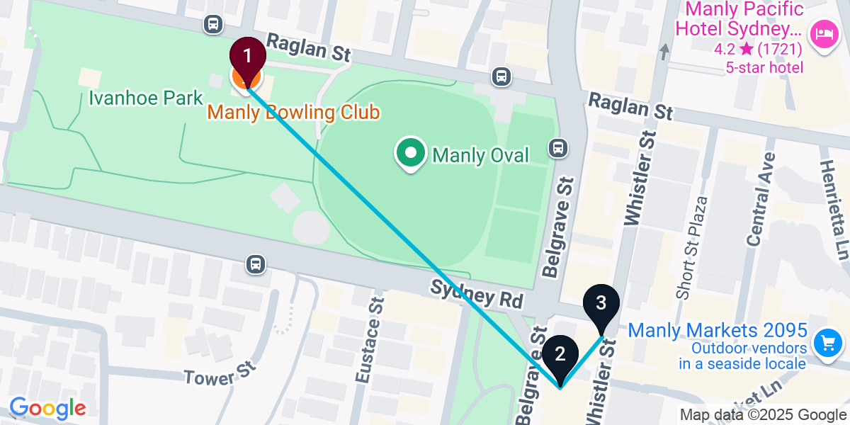 Map for 3-Stop Manly Dive bar Bar Crawl