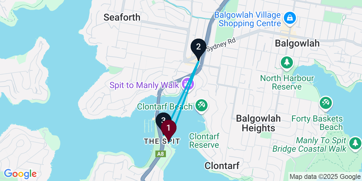 Map for 3-Stop Mosman Bar Crawl