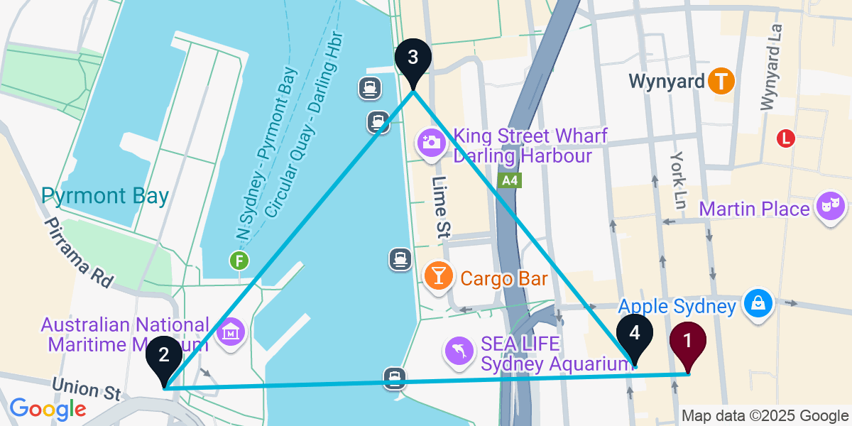 Map for Signature Sydney Cocktail Bar Crawl