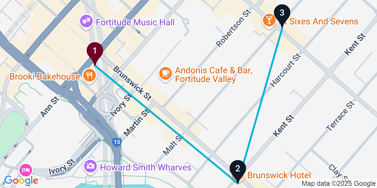 Map for New Farm Pub Crawl