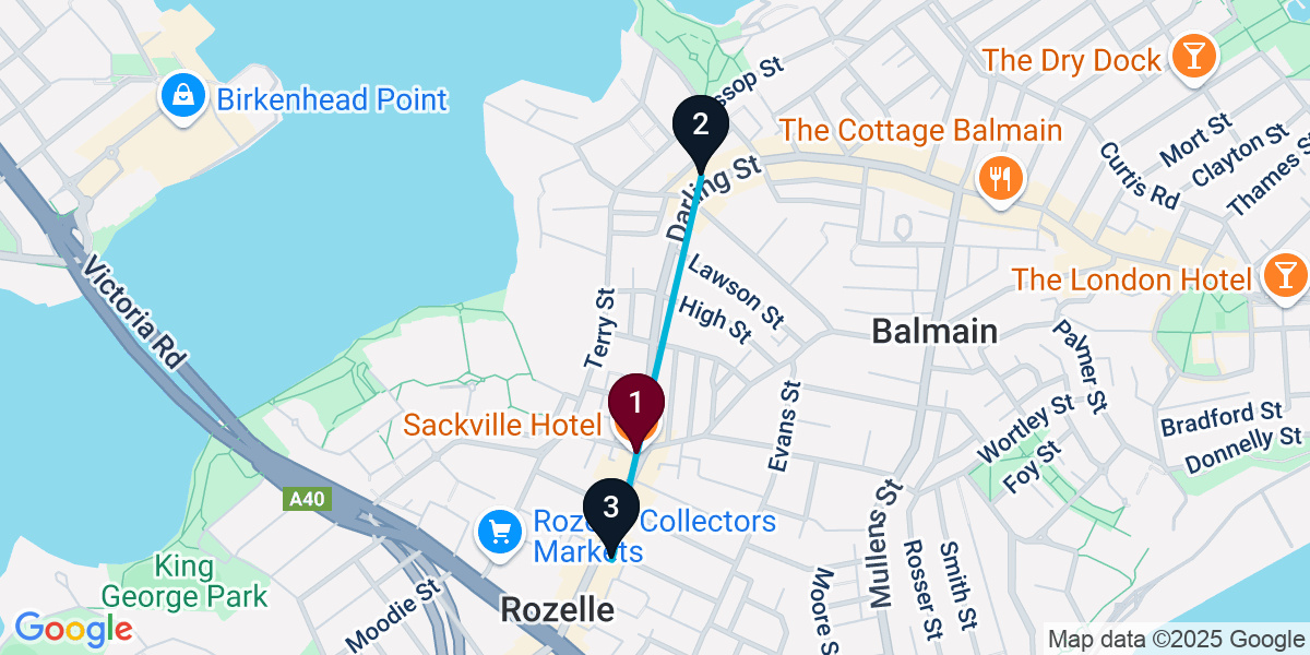 Map for 3-Stop Rozelle Wine bar Bar Crawl