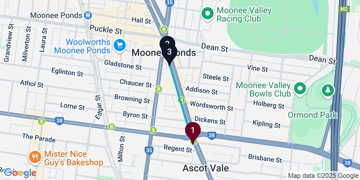 Map for Moonee Ponds Cocktail Bar Crawl
