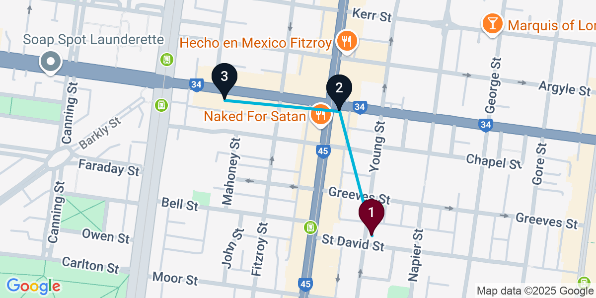Map for Fitzroy Bar Crawl