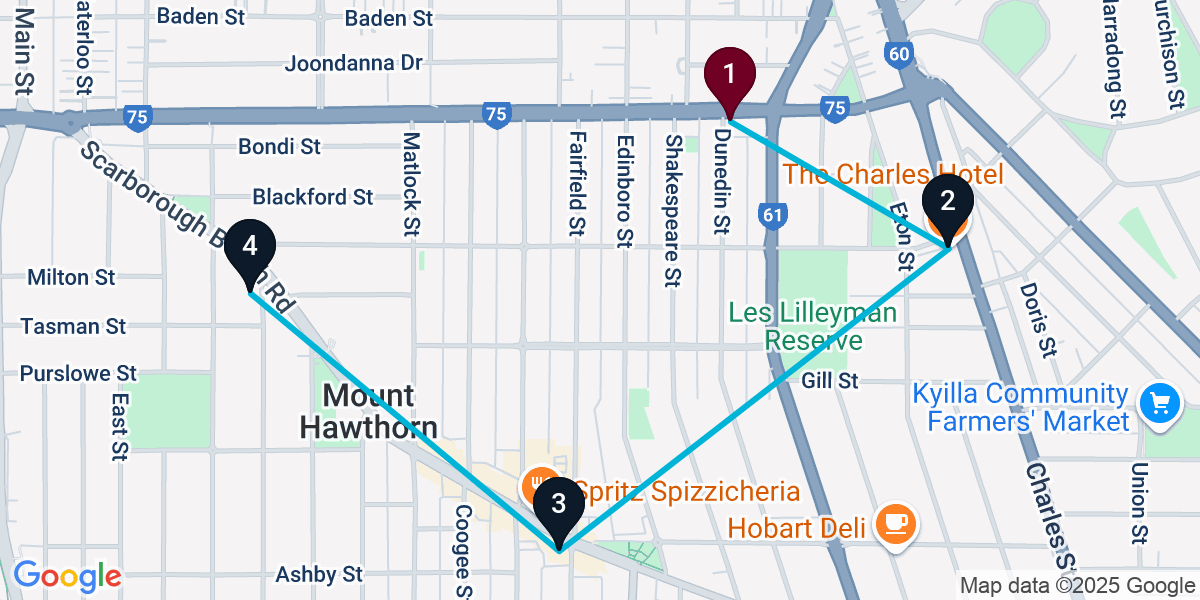 Map for 4-Stop Mount Hawthorn Live music Bar Crawl