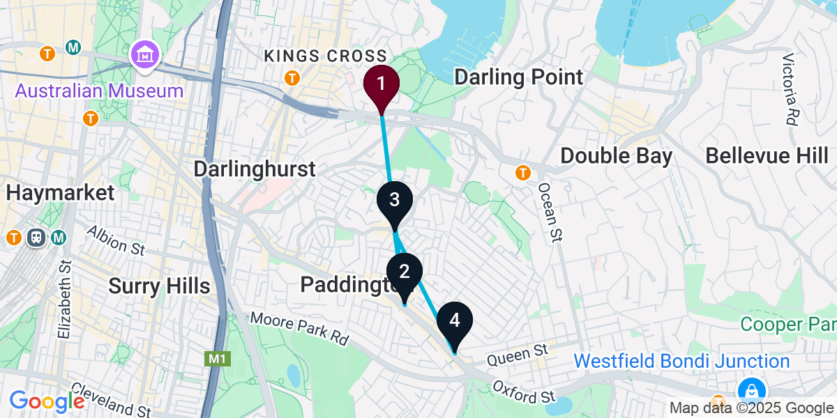 Map for 4-Stop Rushcutters Bay Pub Bar Crawl