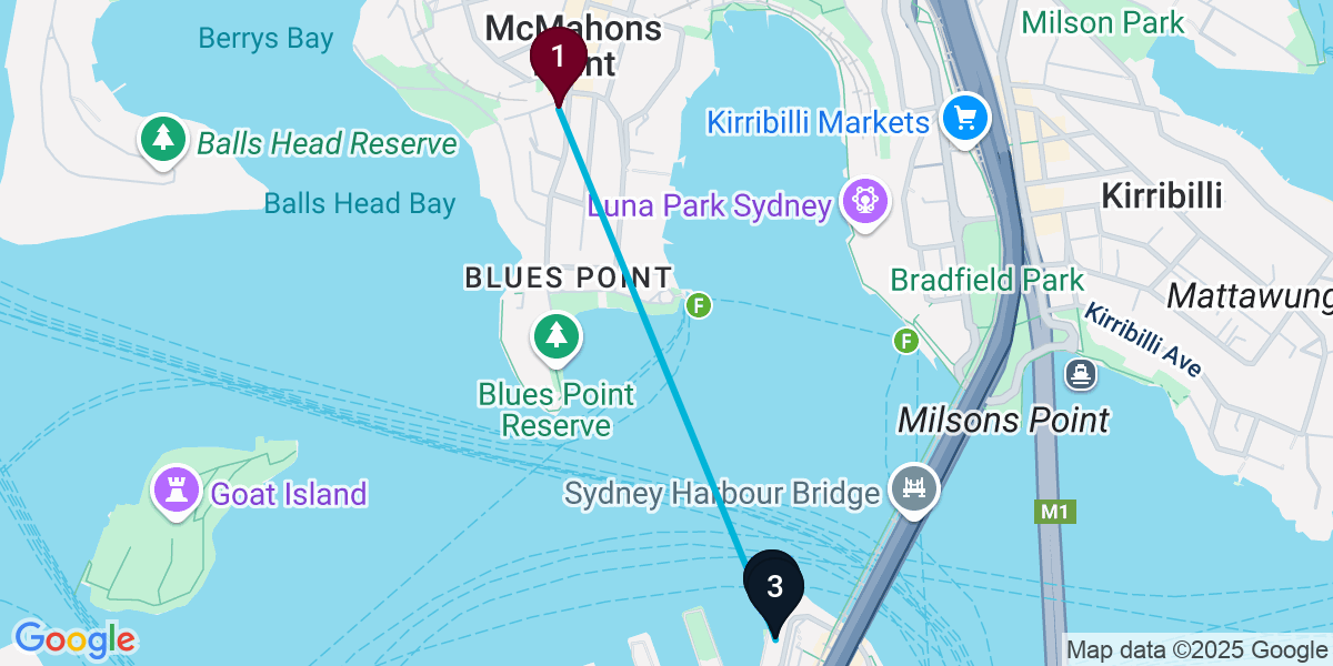 Map for 3-Stop McMahons Point Cocktail Bar Crawl