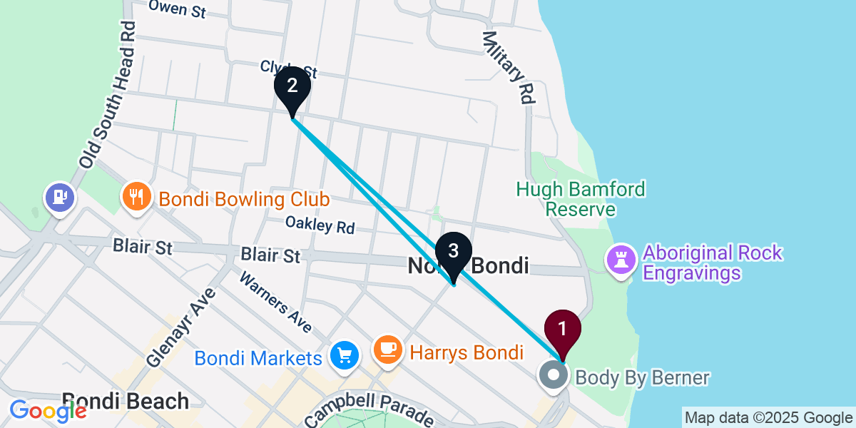 Map for 3-Stop North Bondi Wine bar Bar Crawl